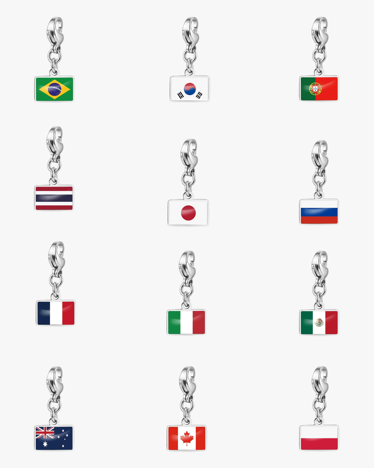 Elodie Women's Custom Charm Bracelet, Flag Travel Bracelet