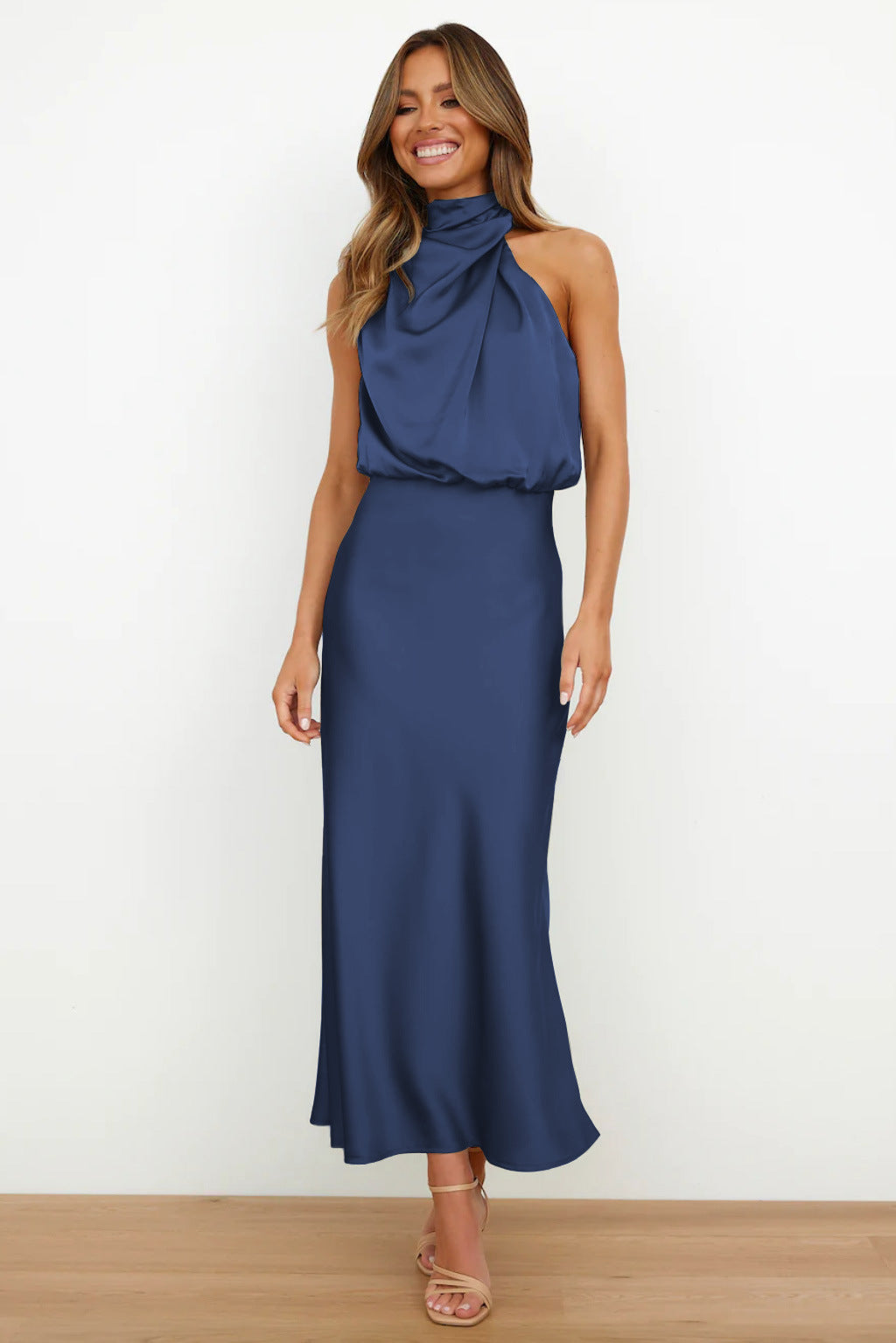 Naomi Satin Halter Maxi Dress