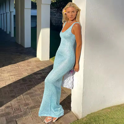Aria Shimmer Knit Maxi Dress
