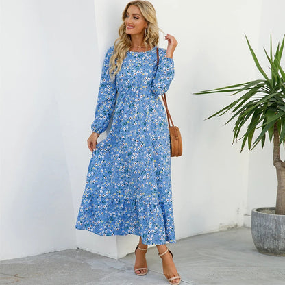 Romina Floral Long Sleeve Chiffon Maxi Dress