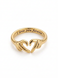 Adeline Women's Engraved Promise Ring, Heart Hands Design