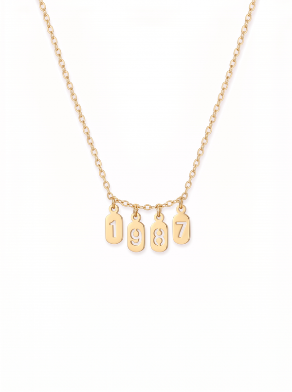 Victoire Women's Custom Number Necklace, Multi Digit Date Charm