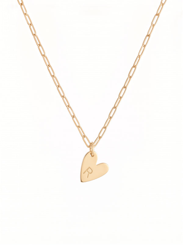 Josiane Women's Custom Initial Necklace, Heart Charm Design