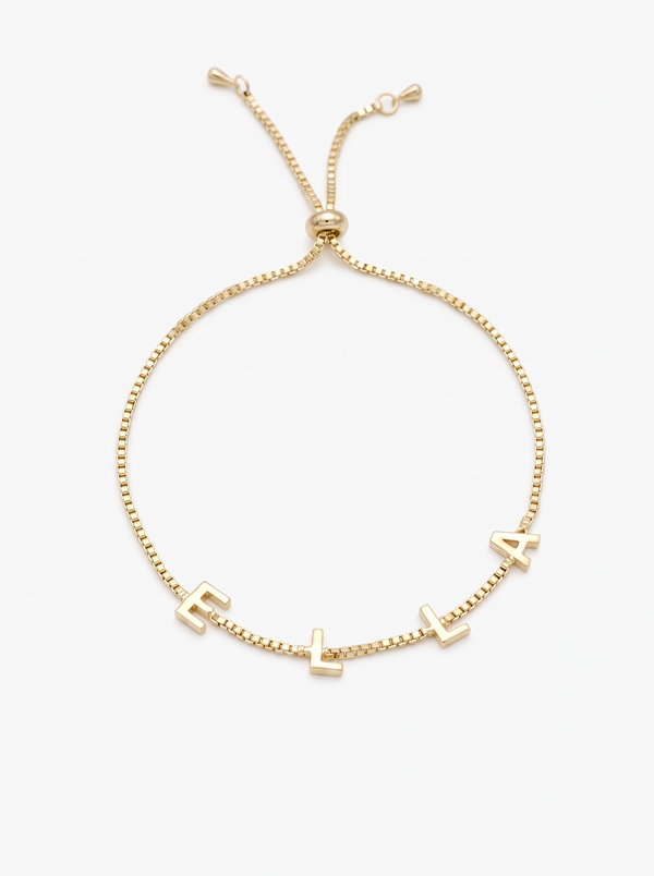 Ophélie Women's Custom Name Bracelet, Gold Bolo Bracelet