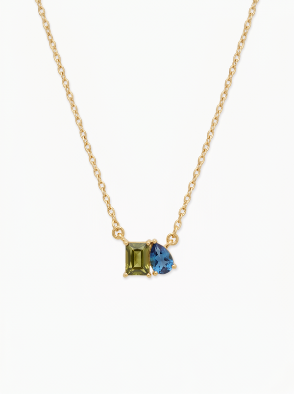 Isla Women's Custom Birthstone Necklace, Two Stone Necklace