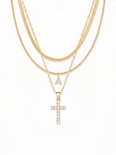 Camille Women's Custom Cross Necklace, Layered Initial Necklace
