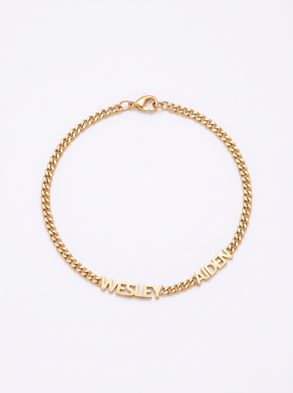 Lisette Women's Custom Name Bracelet, Multi Name Bar Chain