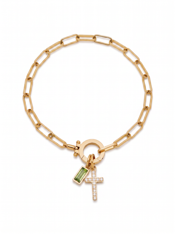 Océane Women's Custom Birthstone Bracelet, Paperclip Chain Bracelet