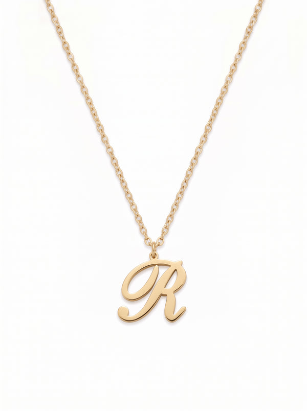 Isabelle Women's Custom Initial Necklace, Cursive Script Letter
