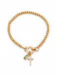 Antonella Women's Custom Birthstone Bracelet, Cross Charm Bracelet