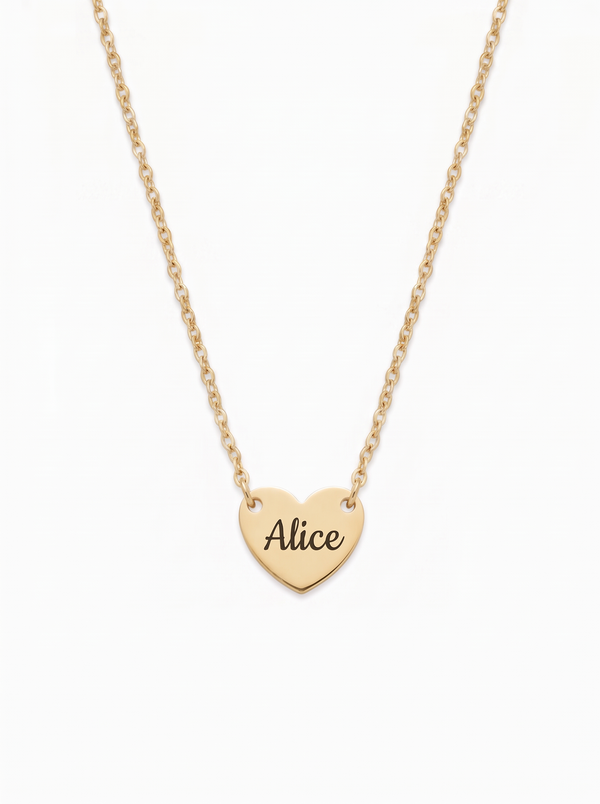 Corinne Women's Heart Name Necklace, Custom Engraved Heart Necklace
