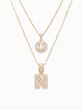 Aurelie Women's Layered Initial Necklace Set, Two-Layer Necklace