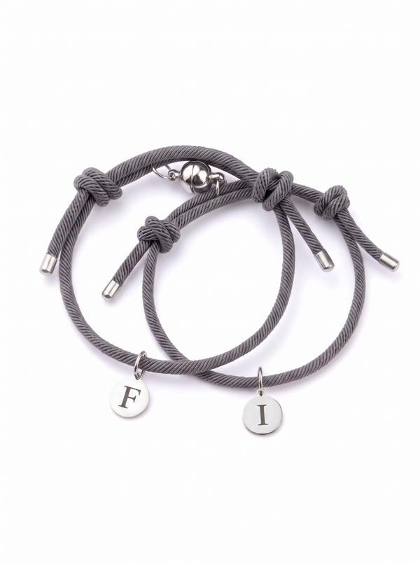 Rosine Couples Matching Bracelets, Rope Cord Initials