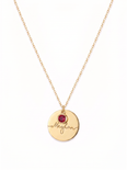 Aurore Women's Custom Birthstone Necklace, Engraved Name Disc