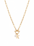 Fleur Women's Custom Paperclip Charm Necklace, Toggle Initial Necklace