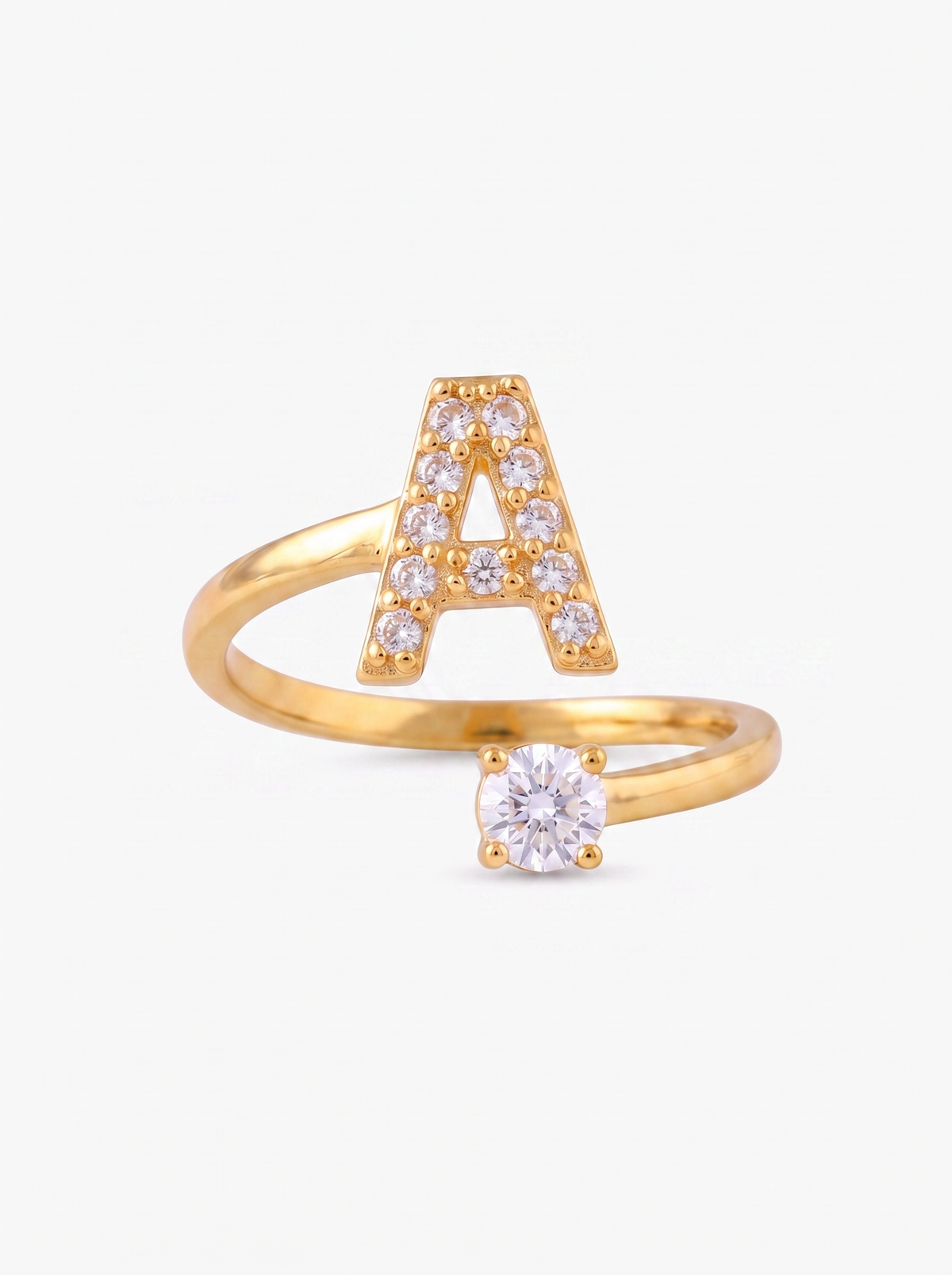 Fantine Women's Custom Initial Ring, Adjustable Open Band