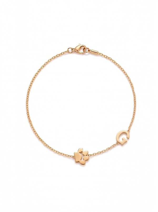Yvonne Women's Custom Initial Bracelet, Paw Print Charm