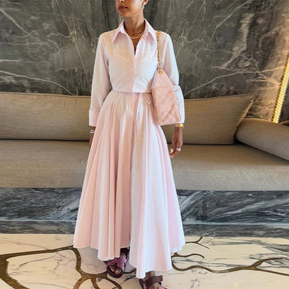 Jessa Belted Button Front Shirt Midi Dress
