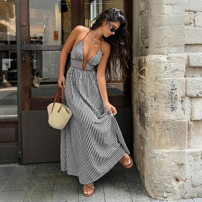 Melina Striped Lightweight Summer Maxi Dress
