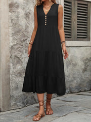 Marivella Button Front Summer Maxi Dress