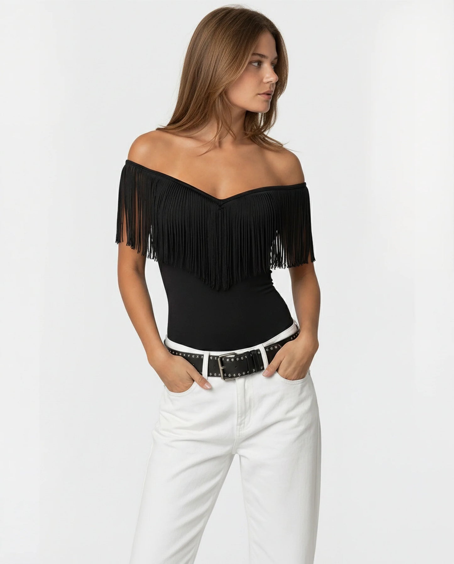 Tullia Off Shoulder Fringe Ladies Summer Top