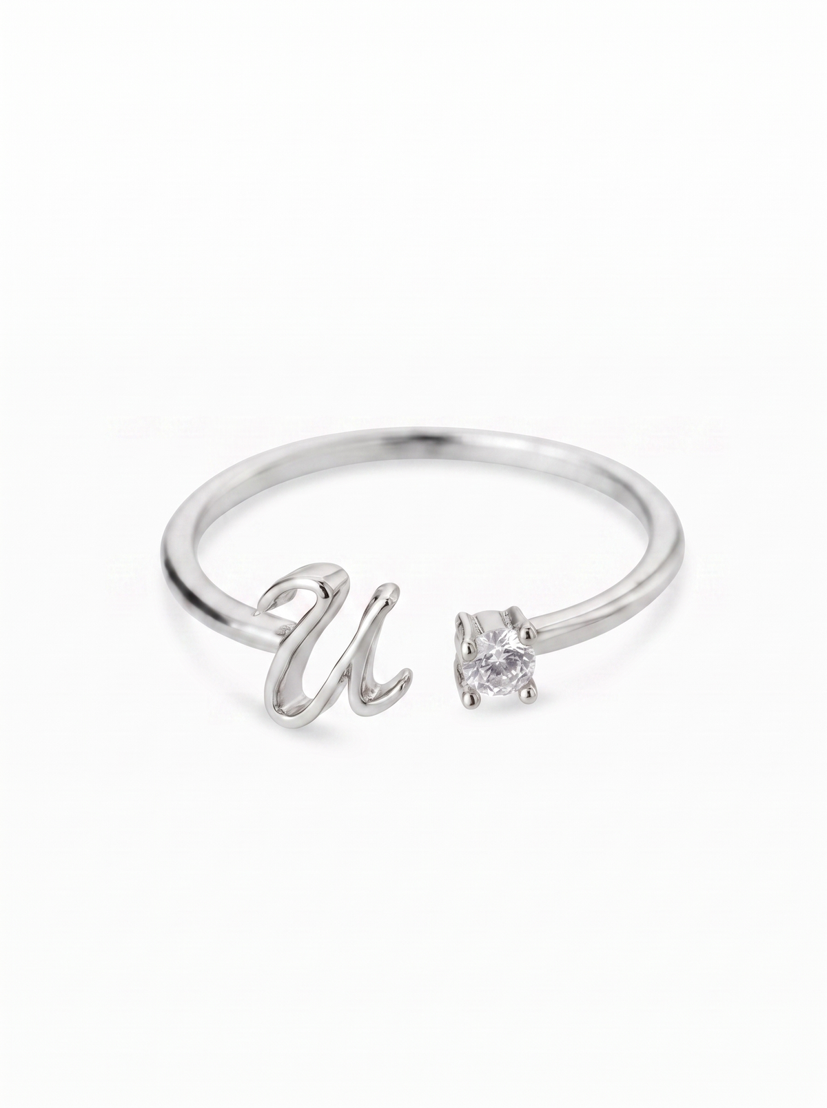 Ginevra Women's Custom Initial Ring, Adjustable Open Band