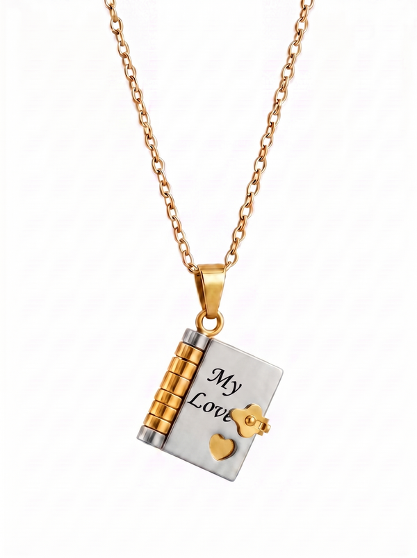 Anastasia Women's Engraved Book Locket Necklace