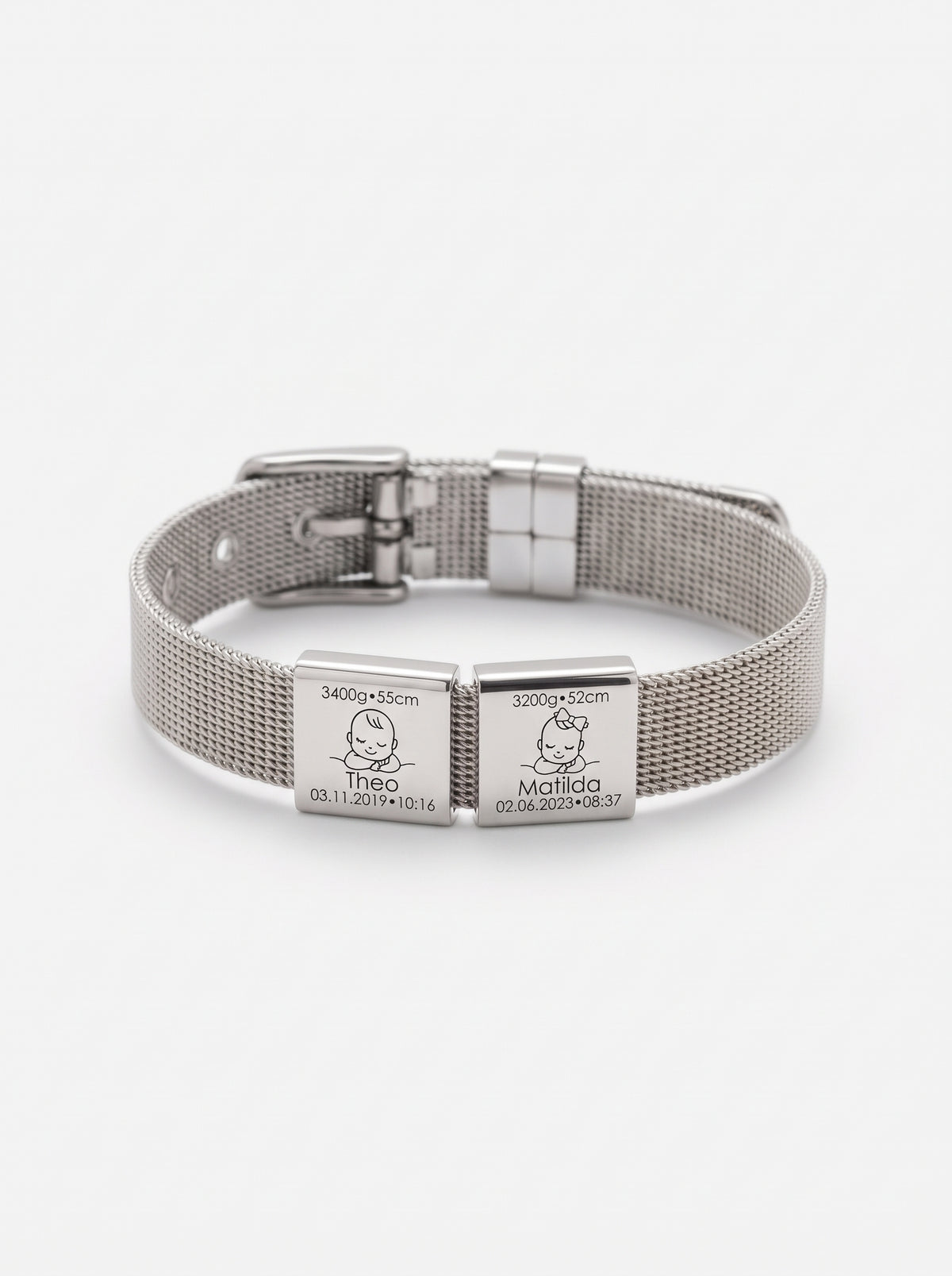 Gabriella Personalized Two Baby Birth Bracelet