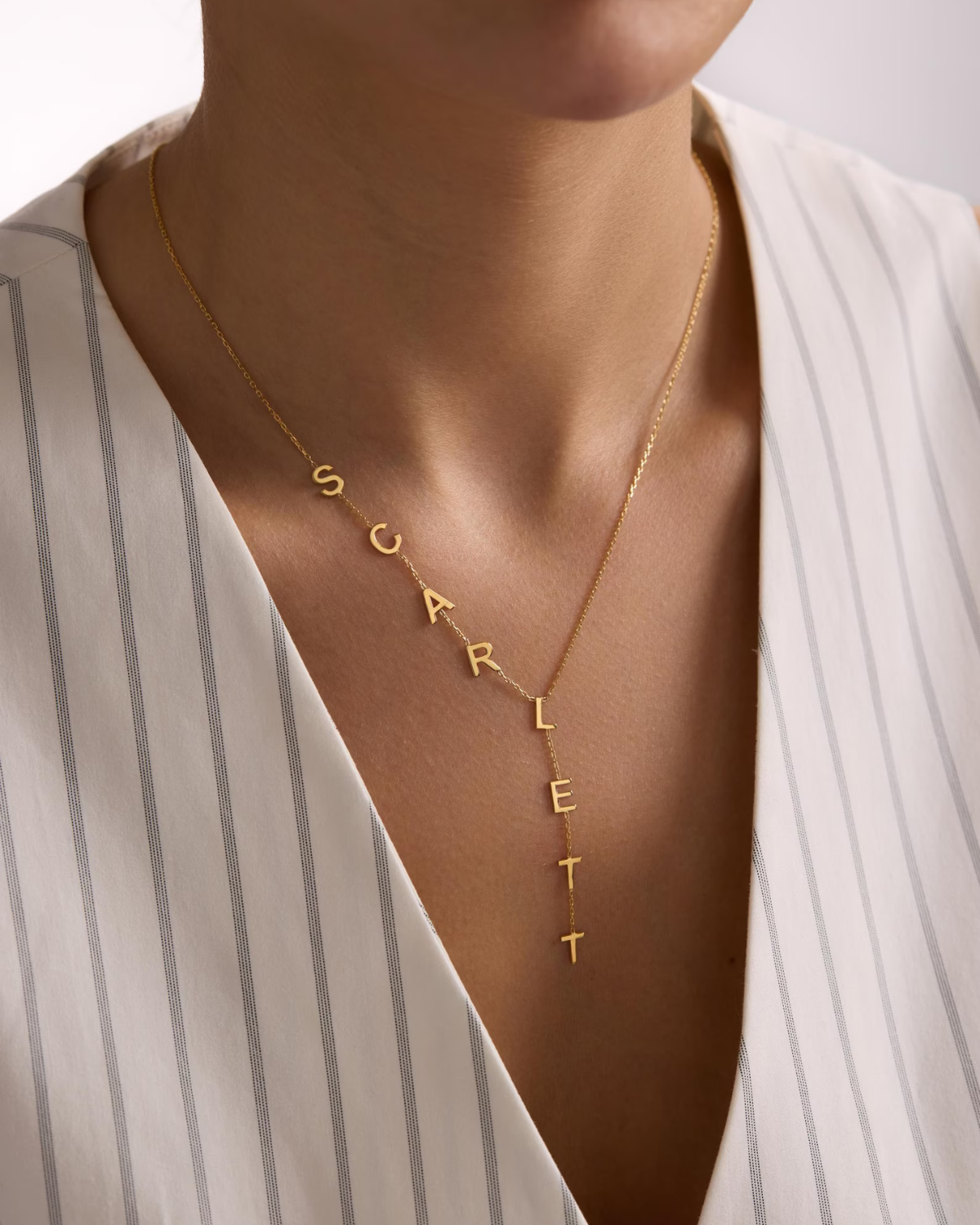 Sienna Women's Vertical Name Necklace, Personalized Letter Drop Necklace