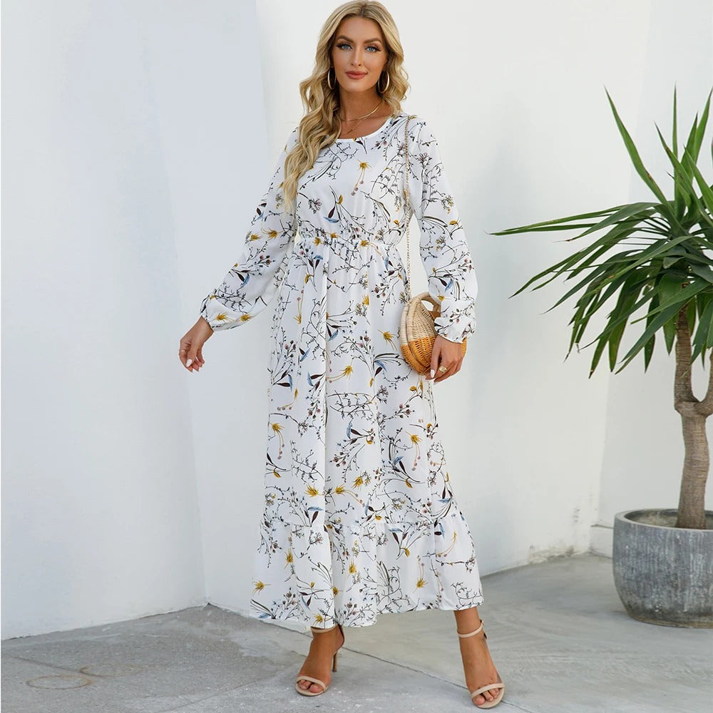 Romina Floral Long Sleeve Chiffon Maxi Dress