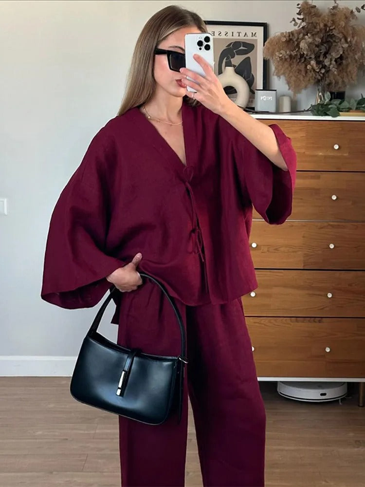 Madeline Relaxed Linen Shirt And Pants Co-Ord Set