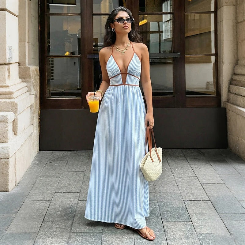 Melina Striped Lightweight Summer Maxi Dress