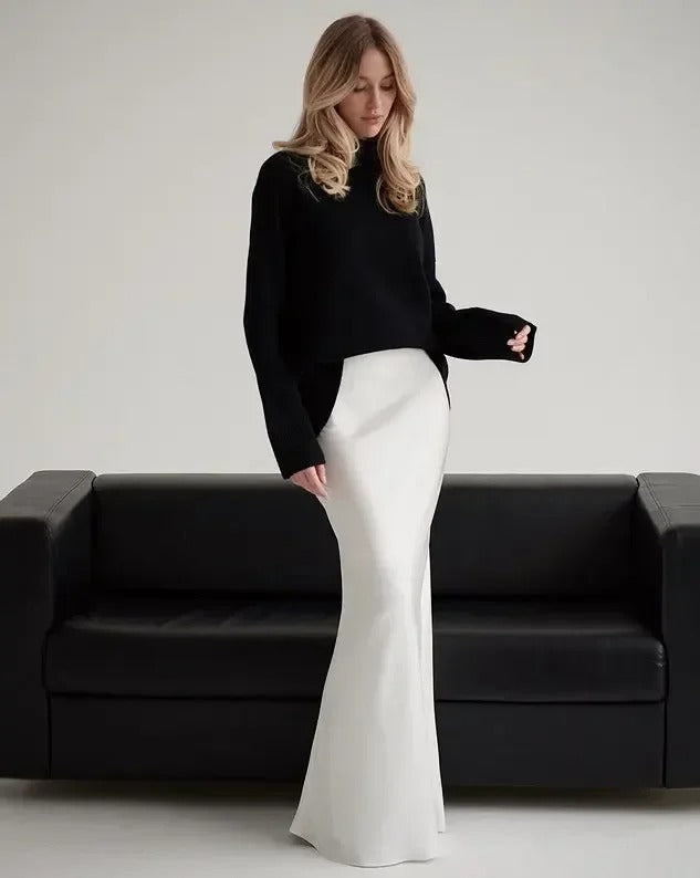 Danika Satin Fishtail High Waist Maxi Skirt