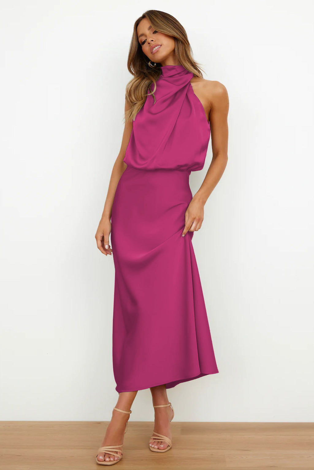 Naomi Satin Halter Maxi Dress