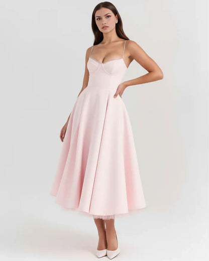 Savelina Satin Fit And Flare Midi Dress