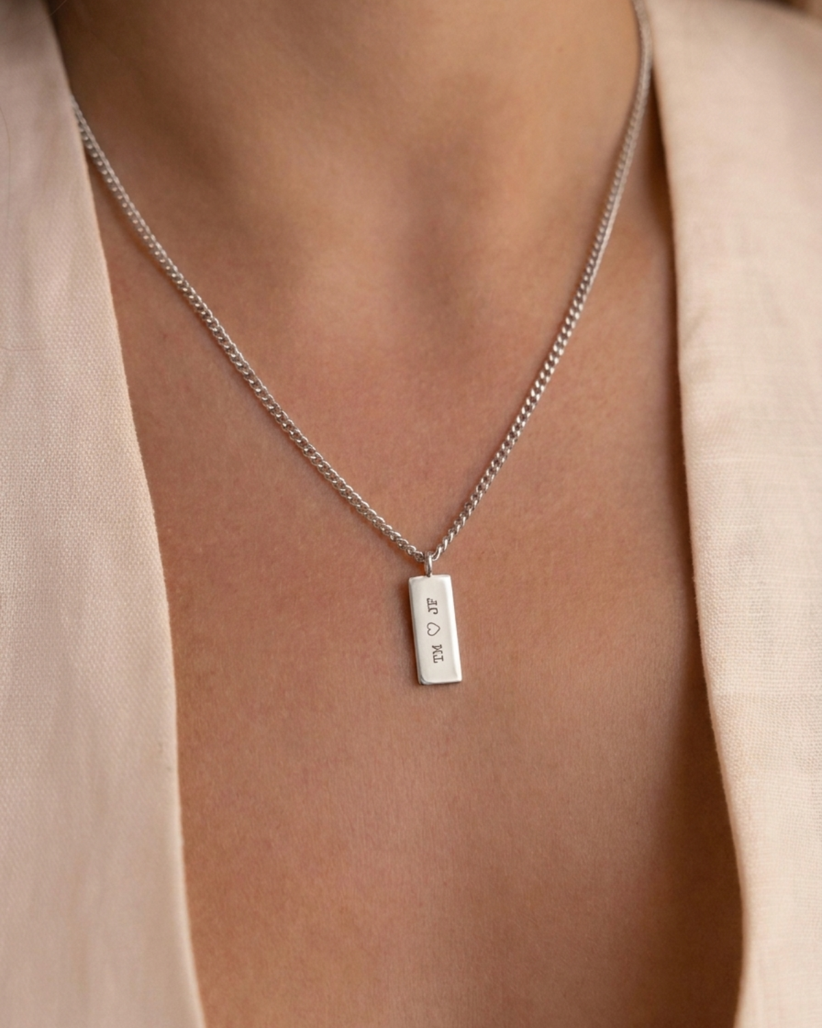 Margaux Women's Custom Engraved Silver Bar Necklace