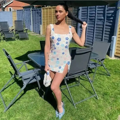 Yvette Floral Sequin Lightweight Summer Mini Dress