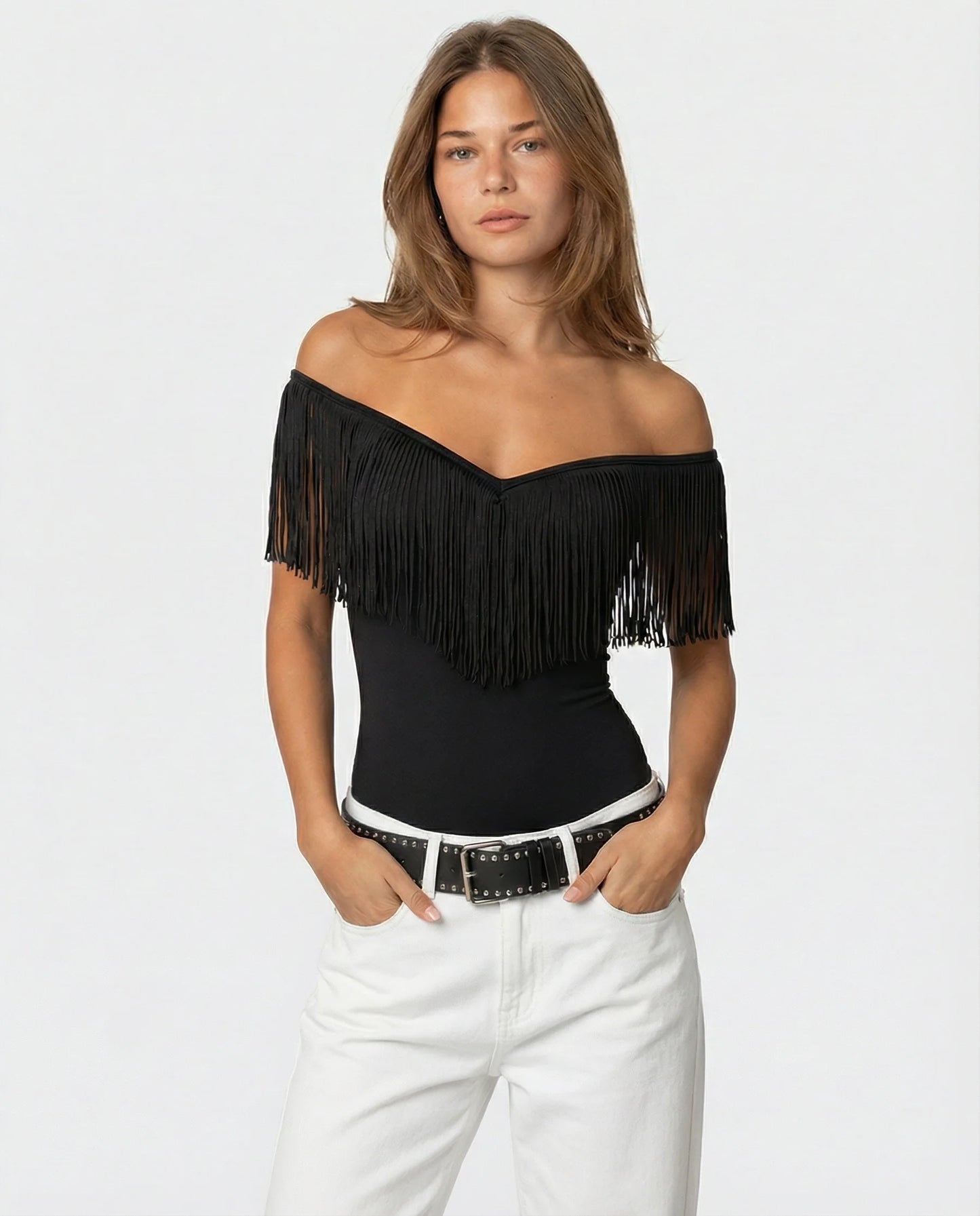 Tullia Off Shoulder Fringe Ladies Summer Top