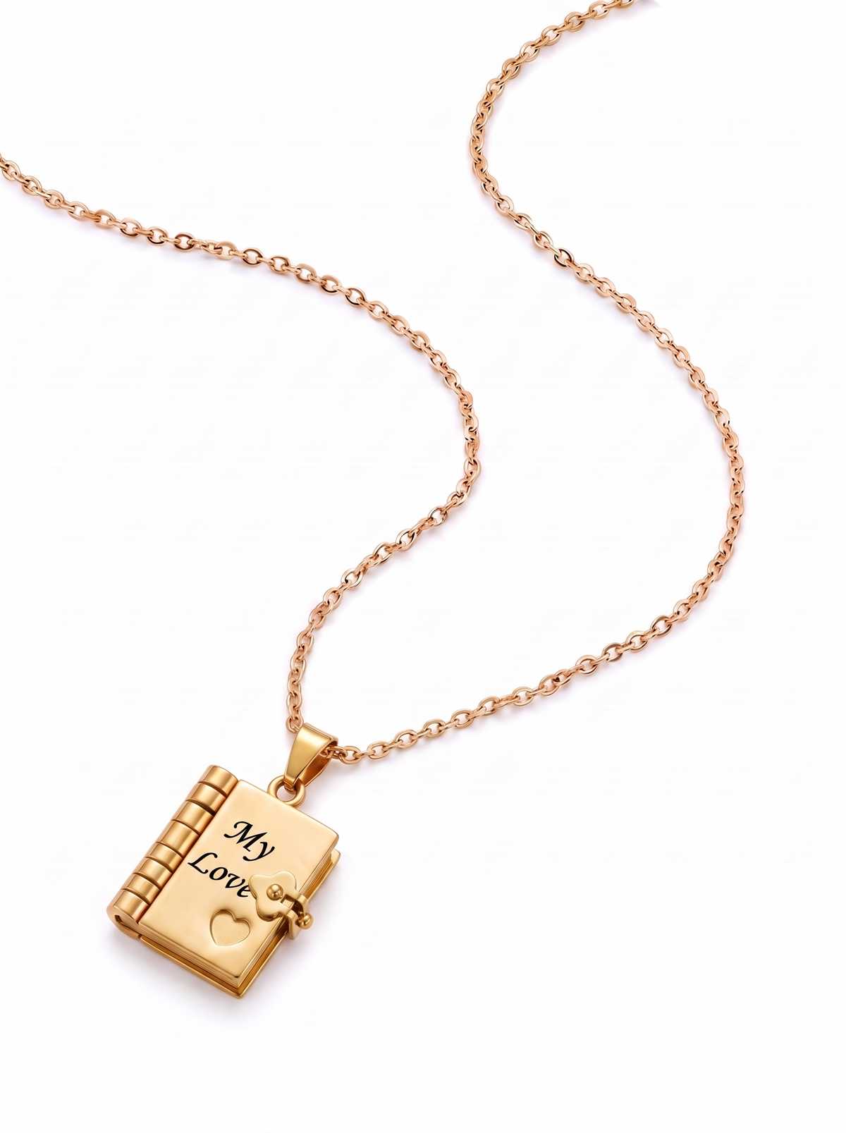 Anastasia Women's Engraved Book Locket Necklace