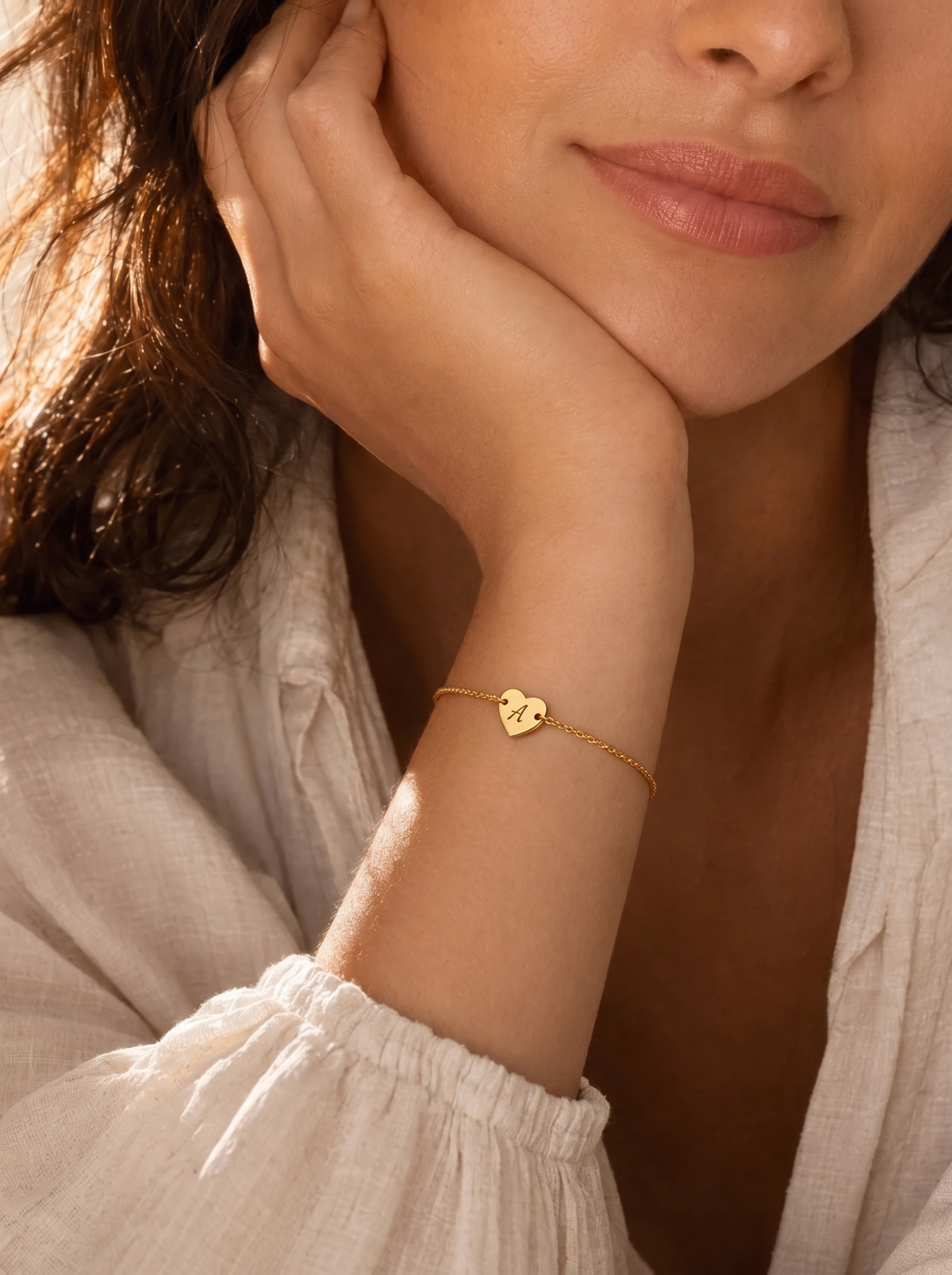 Adèle Women's Heart Bracelet, Gold Chain Bracelet