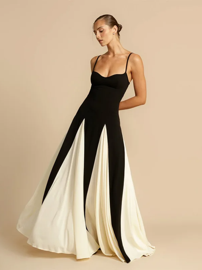 Victoria Monochrome Contrast Maxi Dress