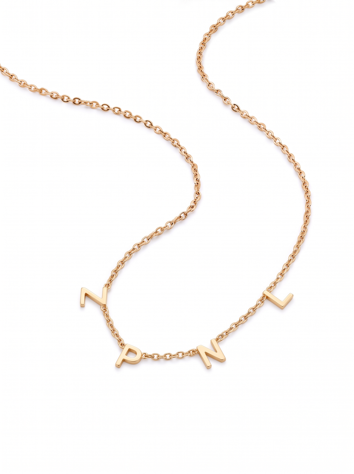 Marion Women's Custom Sideways Initial Necklace, Gold Script Necklace