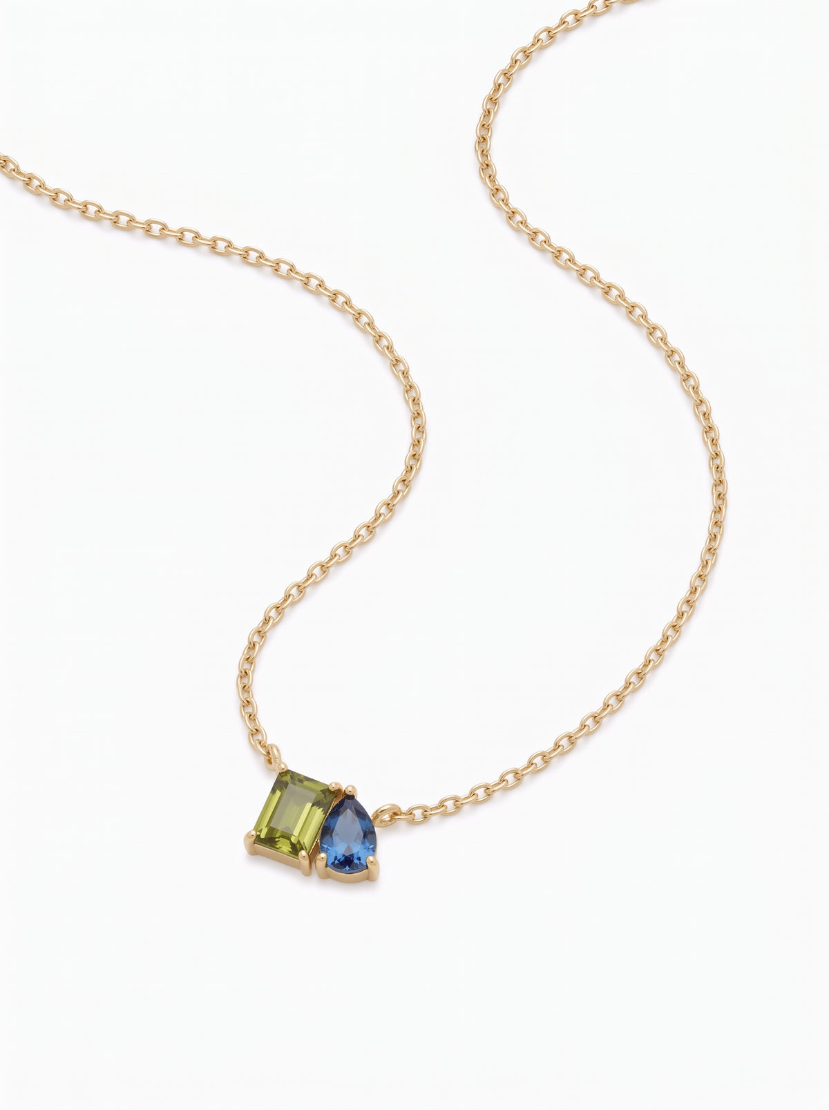 Isla Women's Custom Birthstone Necklace, Two Stone Necklace