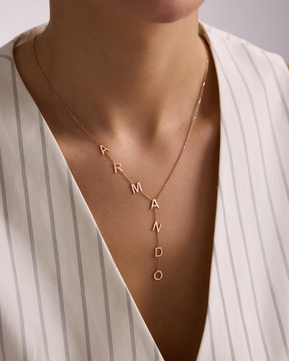 Sienna Women's Vertical Name Necklace, Personalized Letter Drop Necklace