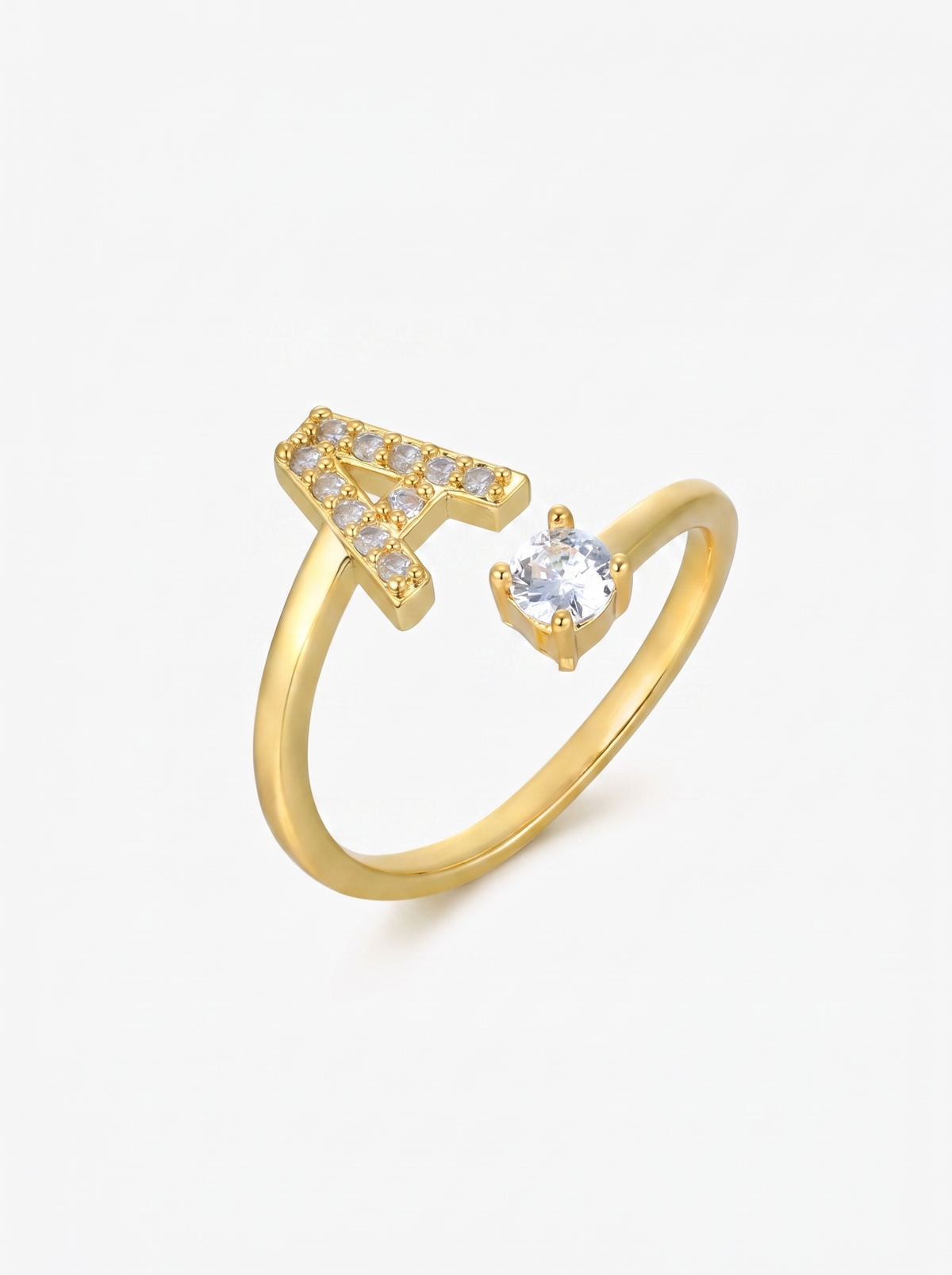 Fantine Women's Custom Initial Ring, Adjustable Open Band