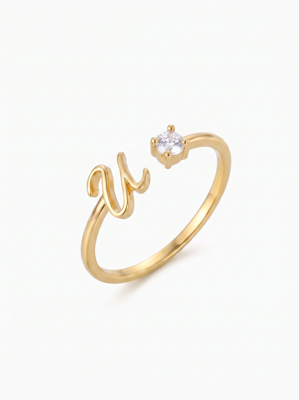 Ginevra Women's Custom Initial Ring, Adjustable Open Band