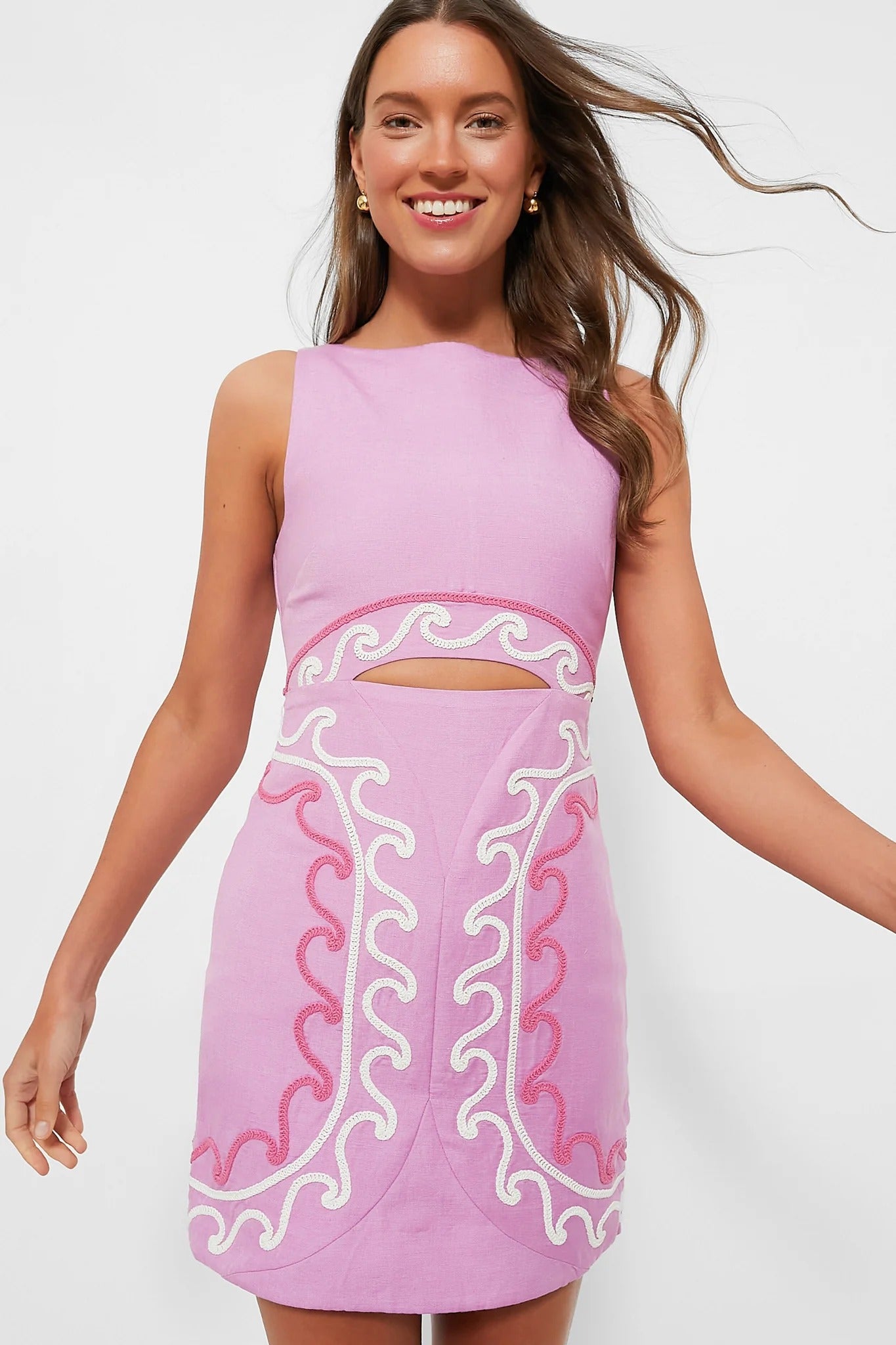 Rosie Cutout Embroidered Mini Dress