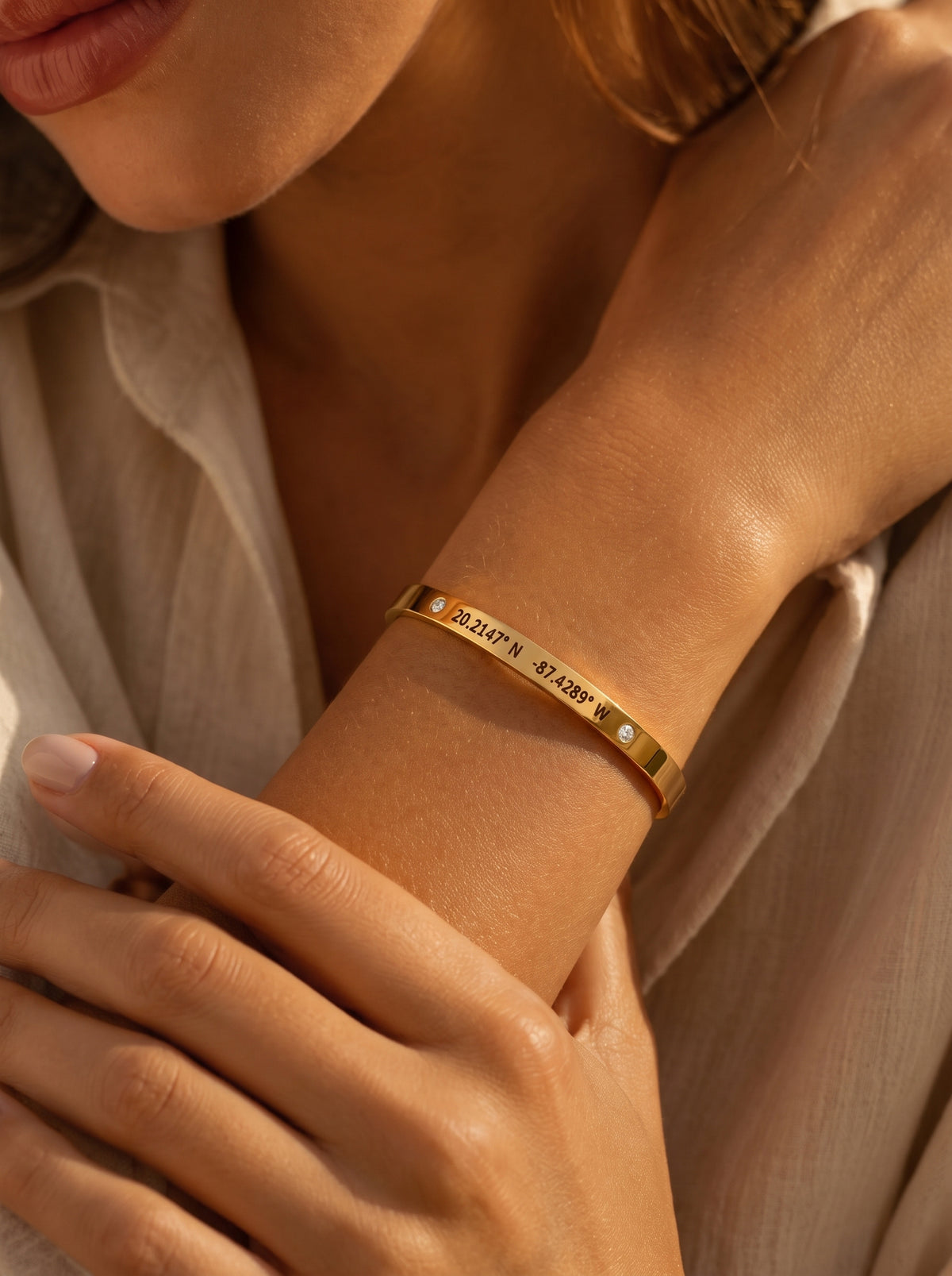 Théodora Women's Custom Coordinates Cuff Bracelet