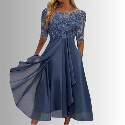 Harivelle Lace Chiffon Wedding Guest Midi Dress