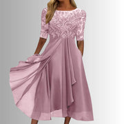 Harivelle Lace Chiffon Wedding Guest Midi Dress